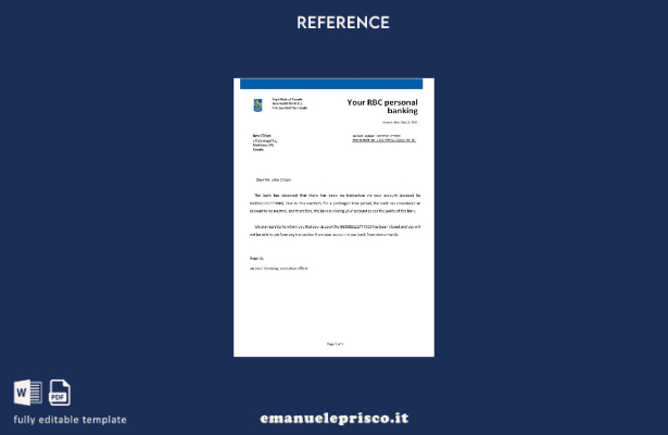 modello di riferimento per la chiusura RBC canadese in stile verificato